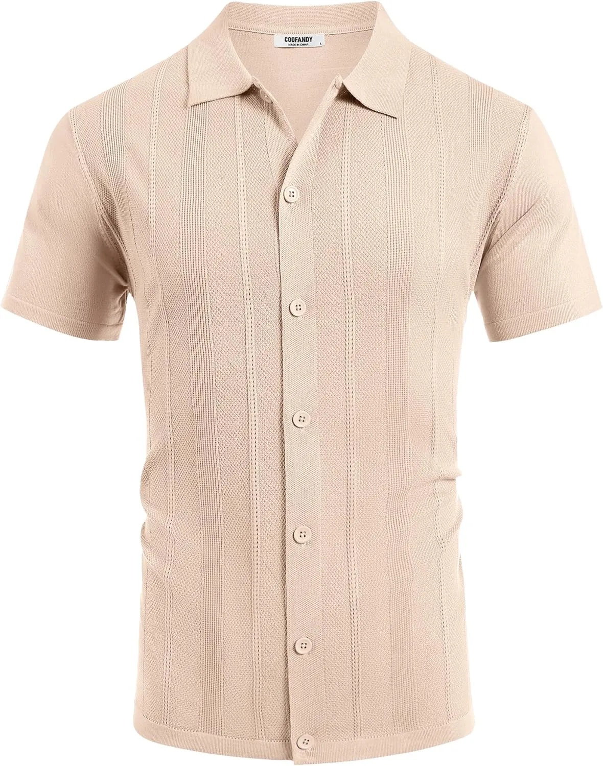 COOFANDY Mens Knit Shirt Short Sleeve Button Down Shirts Casual Summer Beach Vintage Polo Shirts