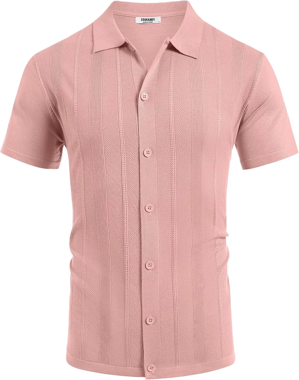 COOFANDY Mens Knit Shirt Short Sleeve Button Down Shirts Casual Summer Beach Vintage Polo Shirts
