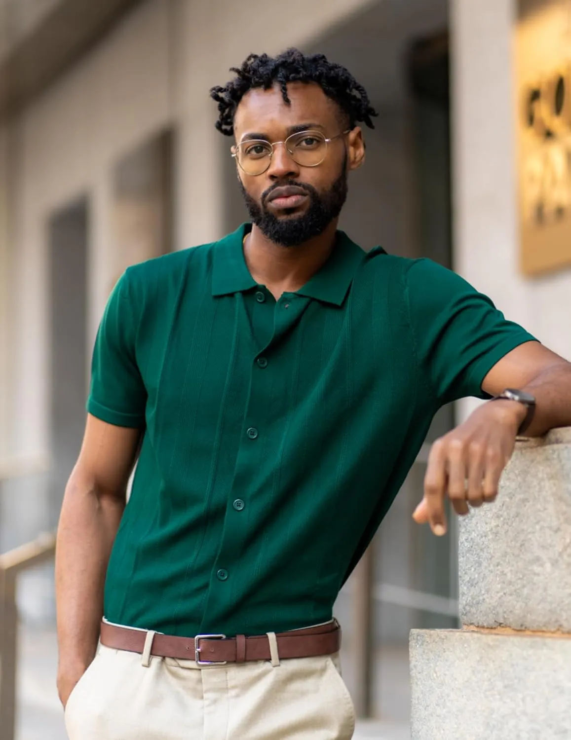 COOFANDY Mens Knit Shirt Short Sleeve Button Down Shirts Casual Summer Beach Vintage Polo Shirts