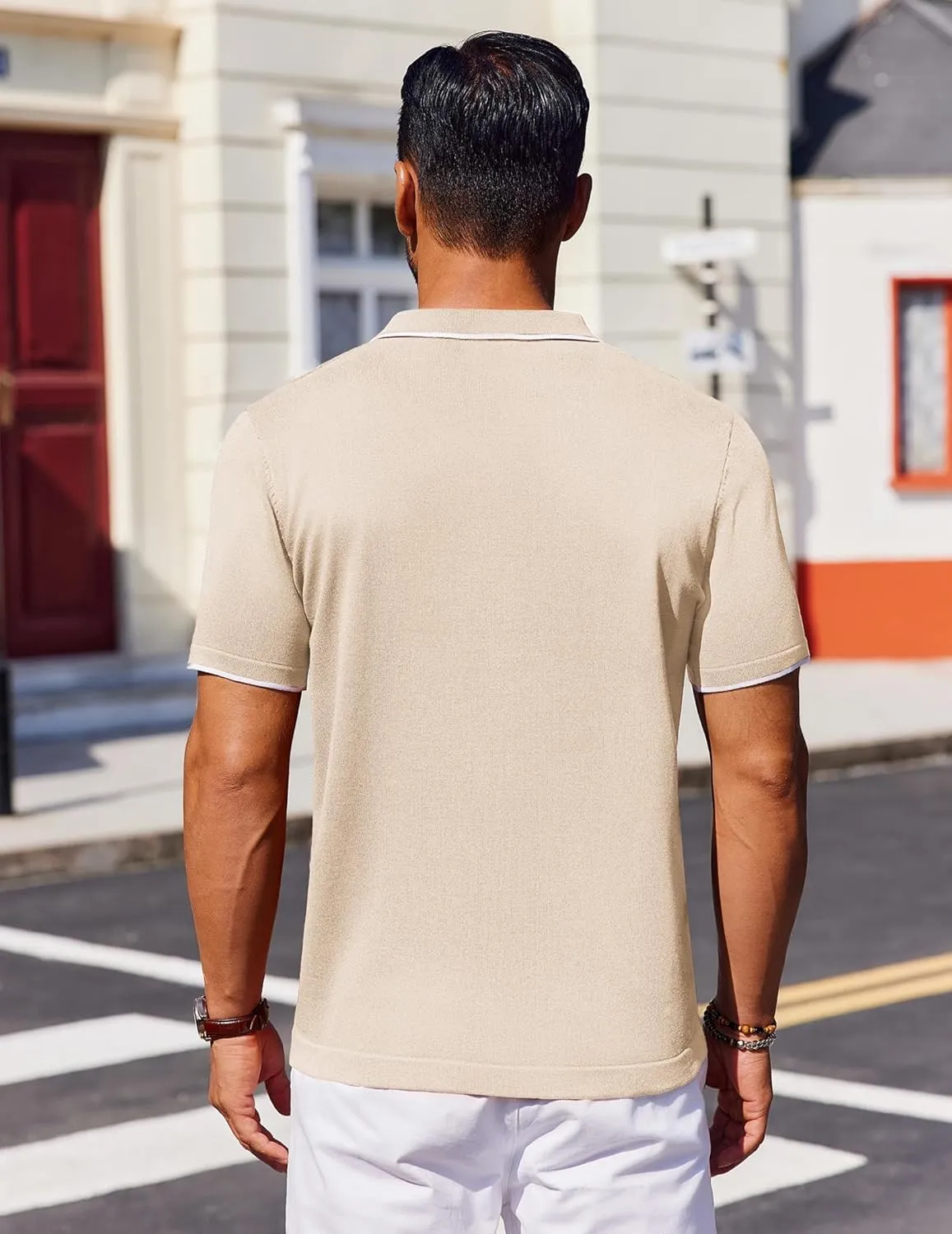 COOFANDY Mens Polo Shirts Short Sleeve Casual Knit Polo Shirt Vintage Golf T Shirts Old Money Tops