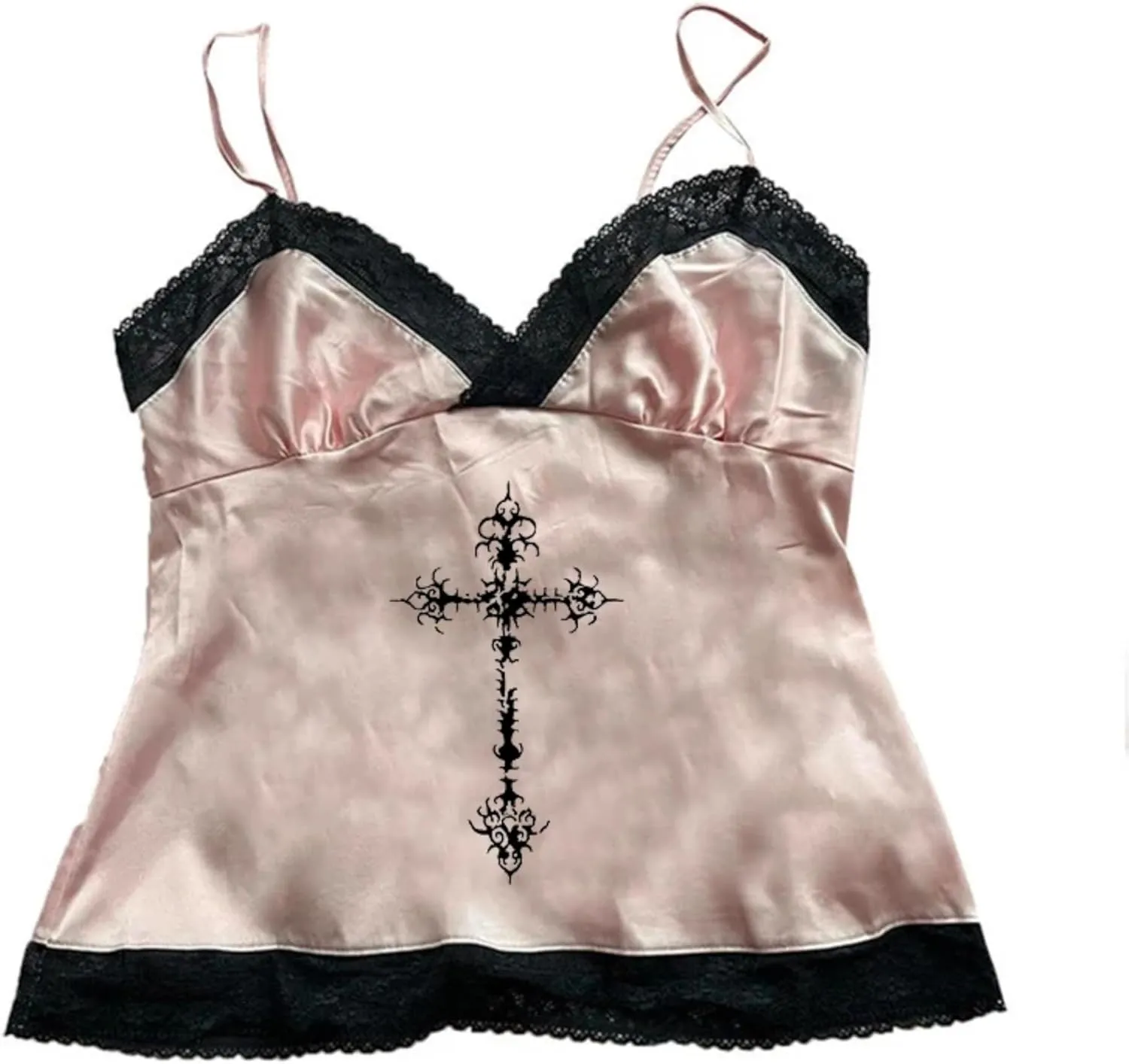 Coquette Lace Crop Tops 2000s Spaghetti Strap Tops Y2k Goth Grunge Emo Top Women Vintage Camisole