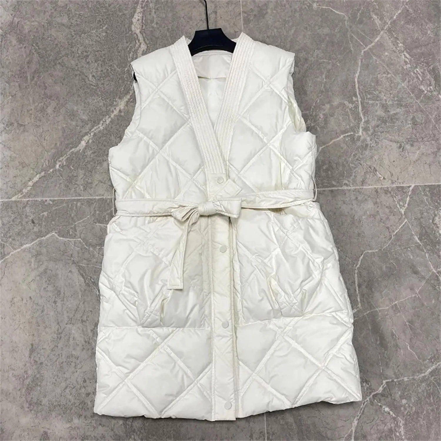 Cotton Padded Waistband Bodywarm Down Vest Lightweight Sleeveless Jakcet For Women Large Size Coat Outerwar