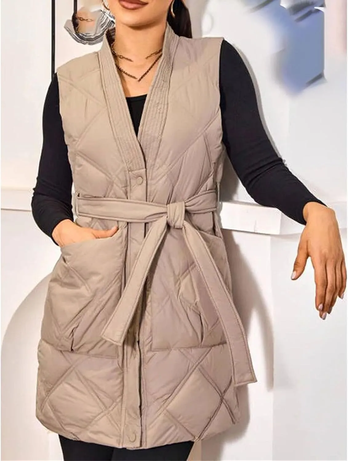 Cotton Padded Waistband Bodywarm Down Vest Lightweight Sleeveless Jakcet For Women Large Size Coat Outerwar