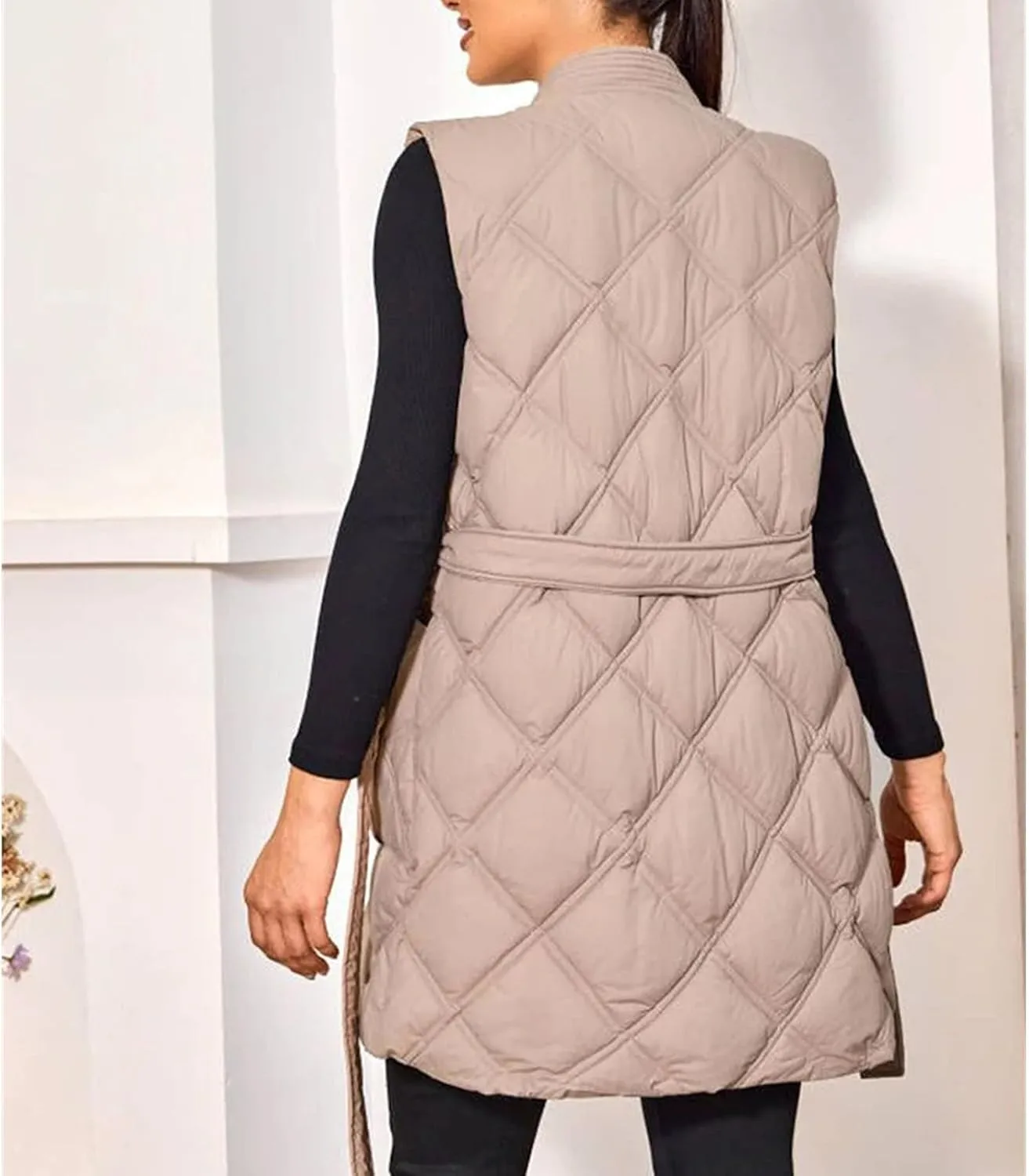 Cotton Padded Waistband Bodywarm Down Vest Lightweight Sleeveless Jakcet For Women Large Size Coat Outerwar