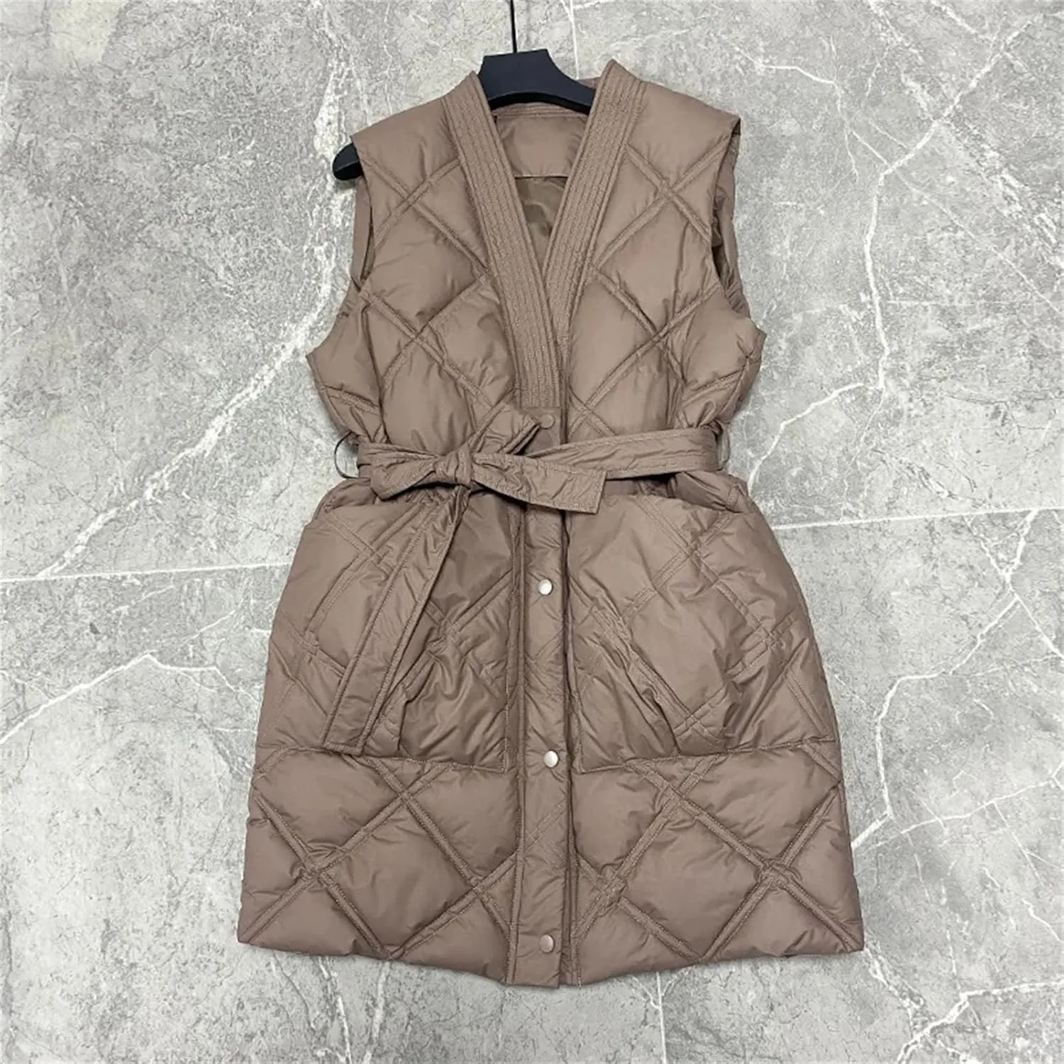 Cotton Padded Waistband Bodywarm Down Vest Lightweight Sleeveless Jakcet For Women Large Size Coat Outerwar