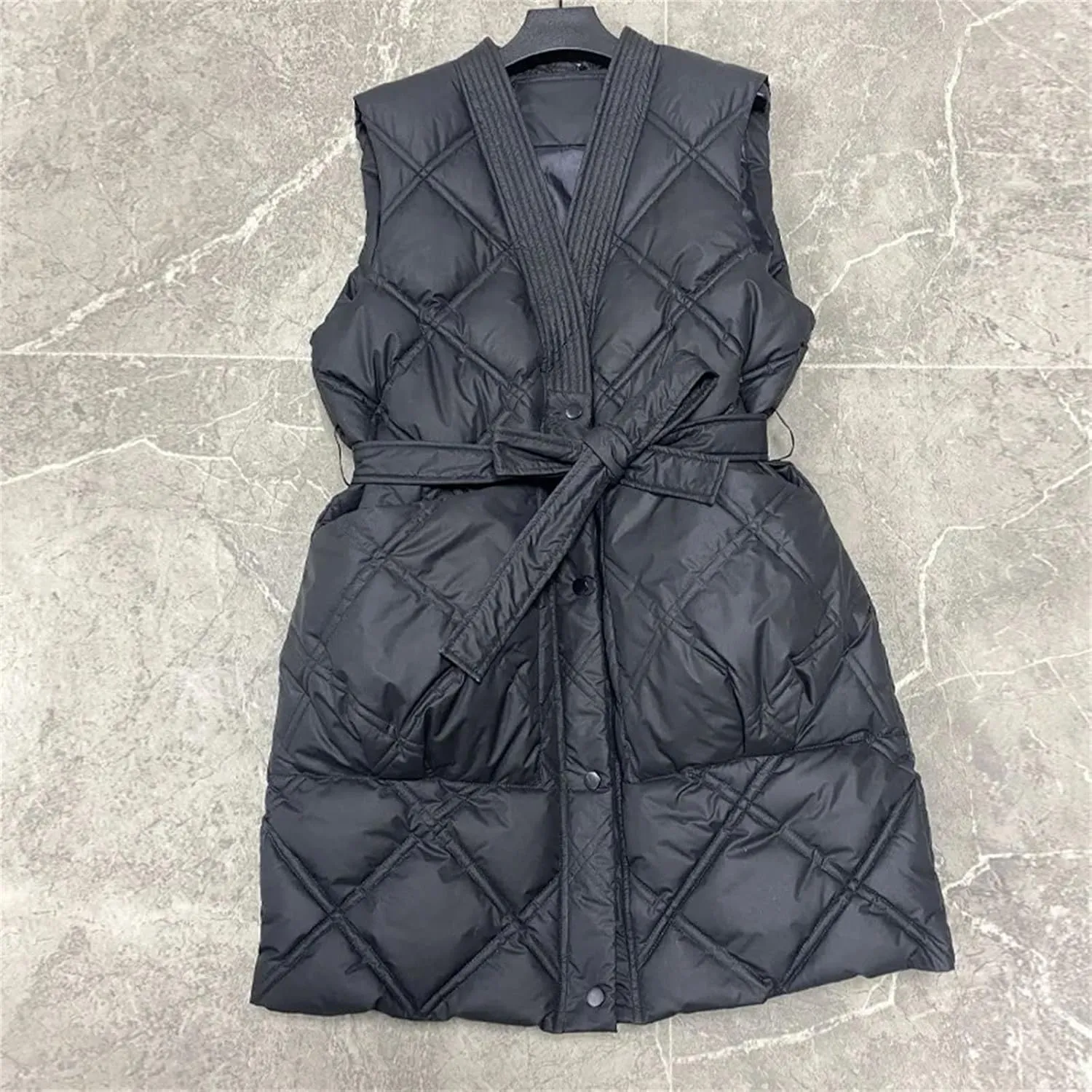 Cotton Padded Waistband Bodywarm Down Vest Lightweight Sleeveless Jakcet For Women Large Size Coat Outerwar