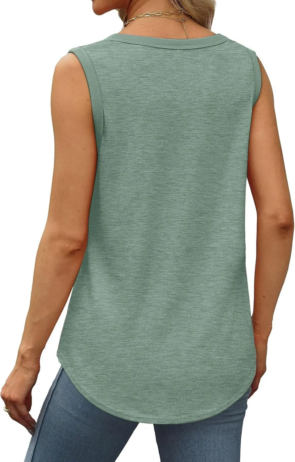 Cotton Tank Top Women Loose Fit Scoop Neck Sleeveless Shirts Summer Flowy Long Wide Strap Tanks Casual Tunic Camisole