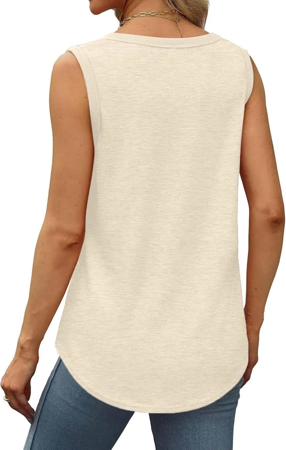 Cotton Tank Top Women Loose Fit Scoop Neck Sleeveless Shirts Summer Flowy Long Wide Strap Tanks Casual Tunic Camisole