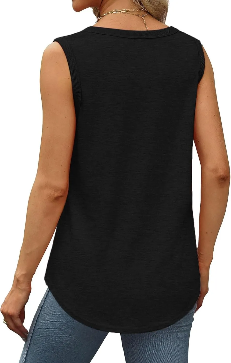 Cotton Tank Top Women Loose Fit Scoop Neck Sleeveless Shirts Summer Flowy Long Wide Strap Tanks Casual Tunic Camisole