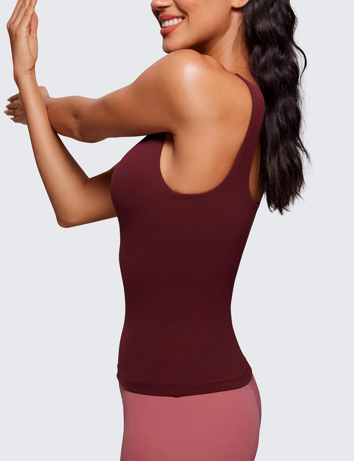 CRZ YOGA Butterluxe Workout Tank Tops for Women U Neck Padded Crop Tops Athletic Camisole Tops with Built in Bra