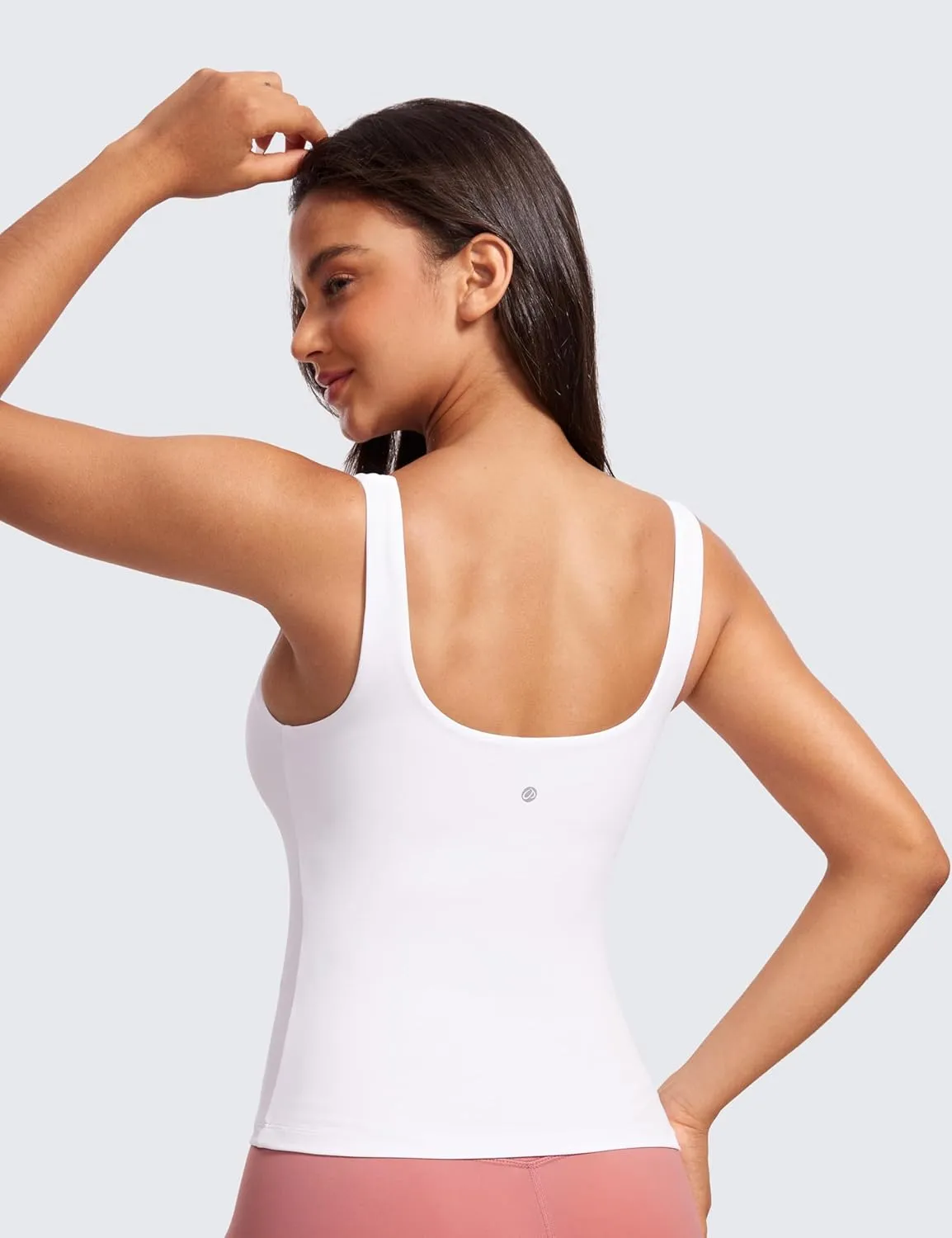 CRZ YOGA Butterluxe Workout Tank Tops for Women U Neck Padded Crop Tops Athletic Camisole Tops with Built in Bra