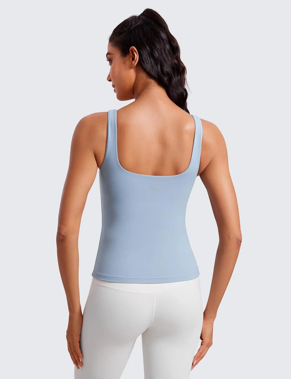 CRZ YOGA Butterluxe Workout Tank Tops for Women U Neck Padded Crop Tops Athletic Camisole Tops with Built in Bra