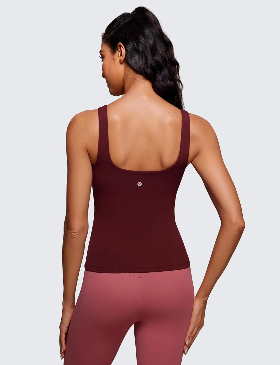 CRZ YOGA Butterluxe Workout Tank Tops for Women U Neck Padded Crop Tops Athletic Camisole Tops with Built in Bra