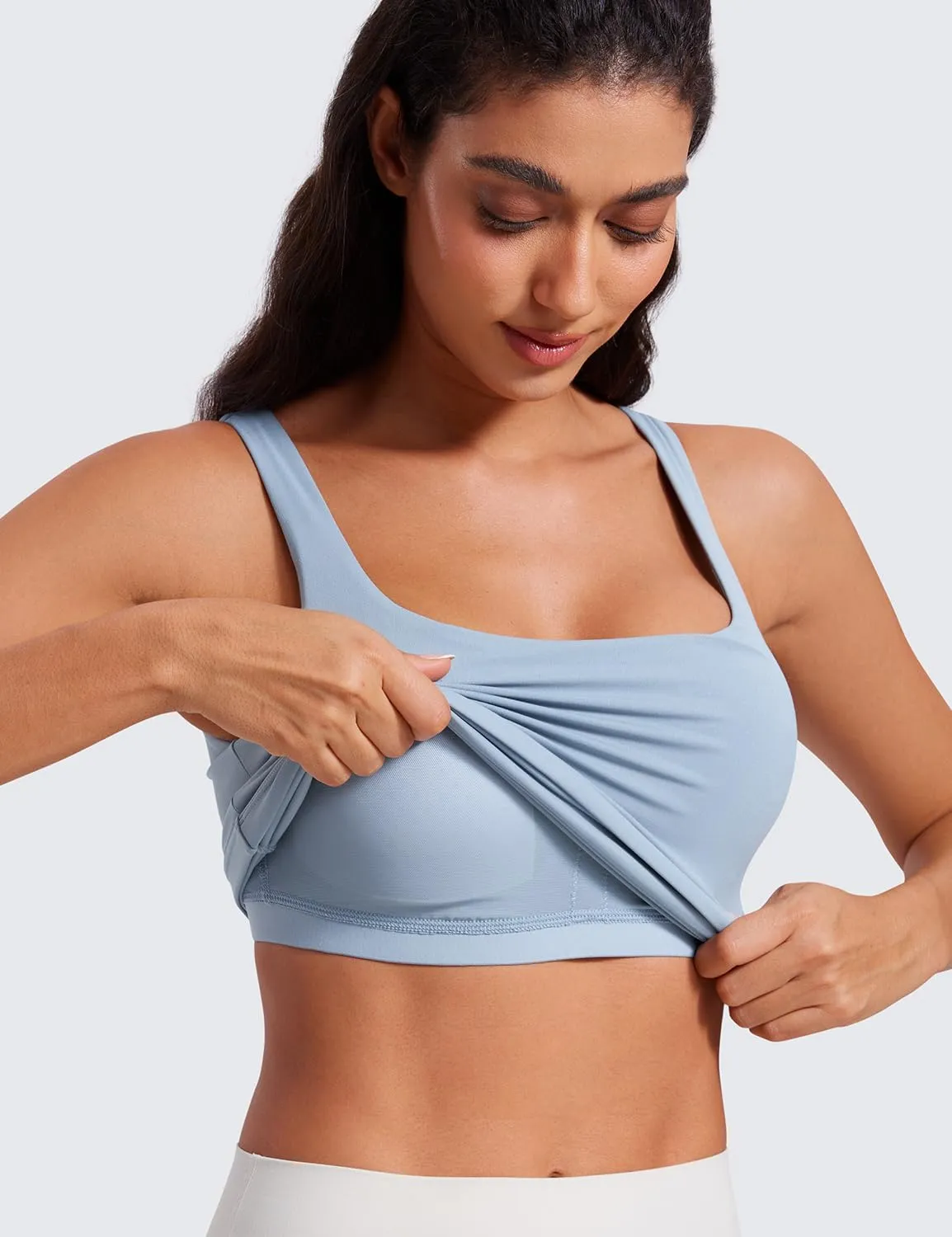 CRZ YOGA Butterluxe Workout Tank Tops for Women U Neck Padded Crop Tops Athletic Camisole Tops with Built in Bra