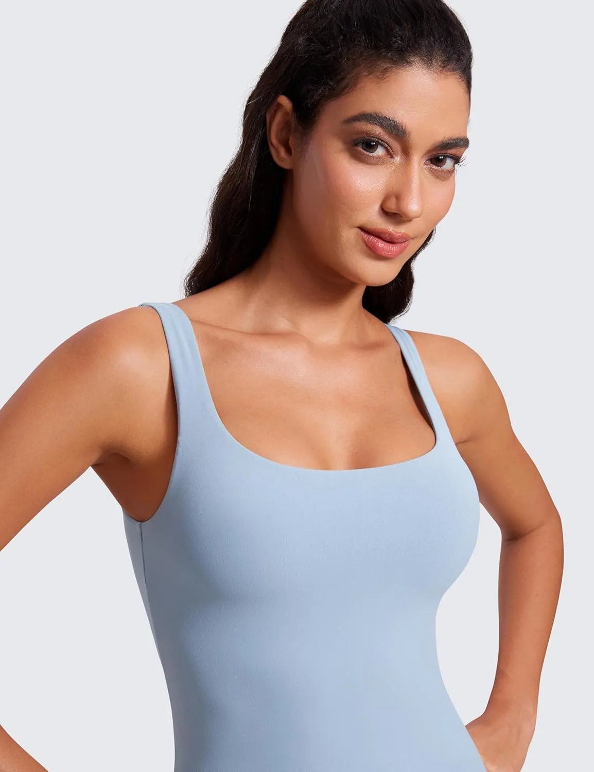 CRZ YOGA Butterluxe Workout Tank Tops for Women U Neck Padded Crop Tops Athletic Camisole Tops with Built in Bra