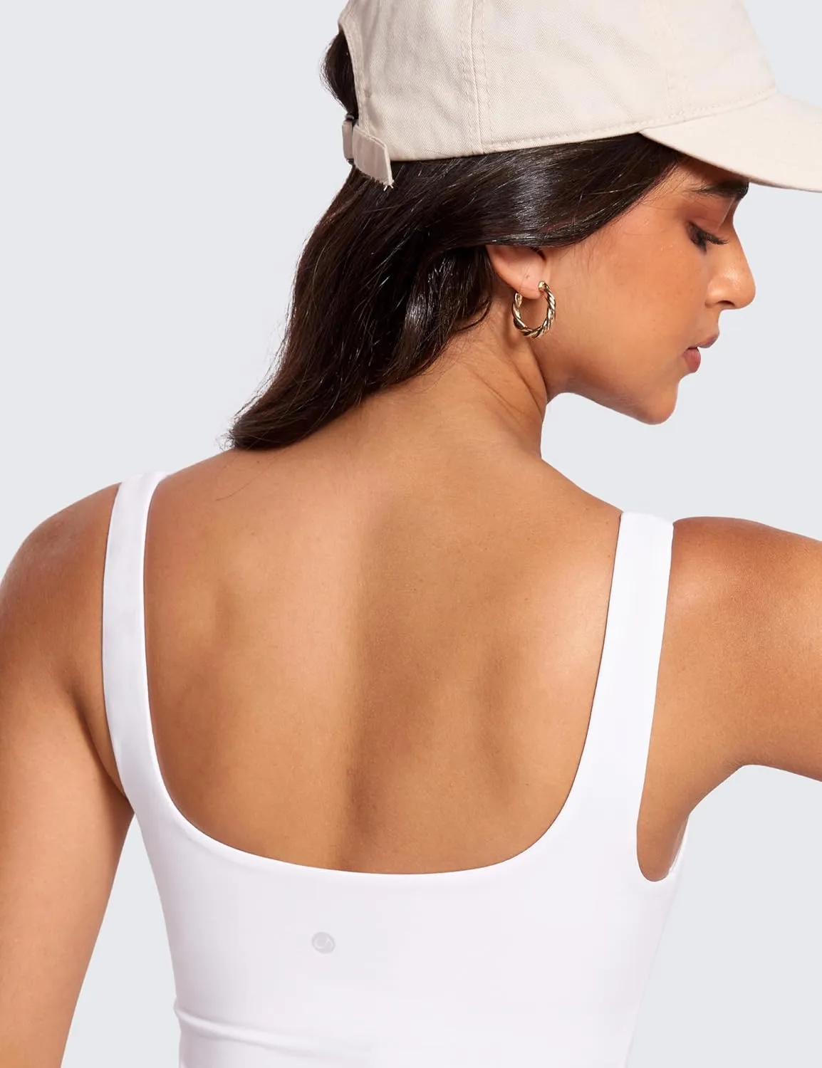 CRZ YOGA Butterluxe Workout Tank Tops for Women U Neck Padded Crop Tops Athletic Camisole Tops with Built in Bra