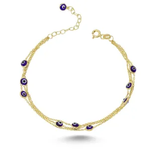 Dark Blue Evil Eye Bracelet in gold