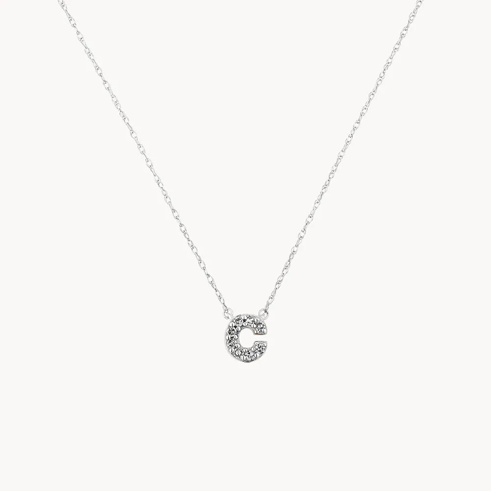 Diamond Letter C Necklace in Silver