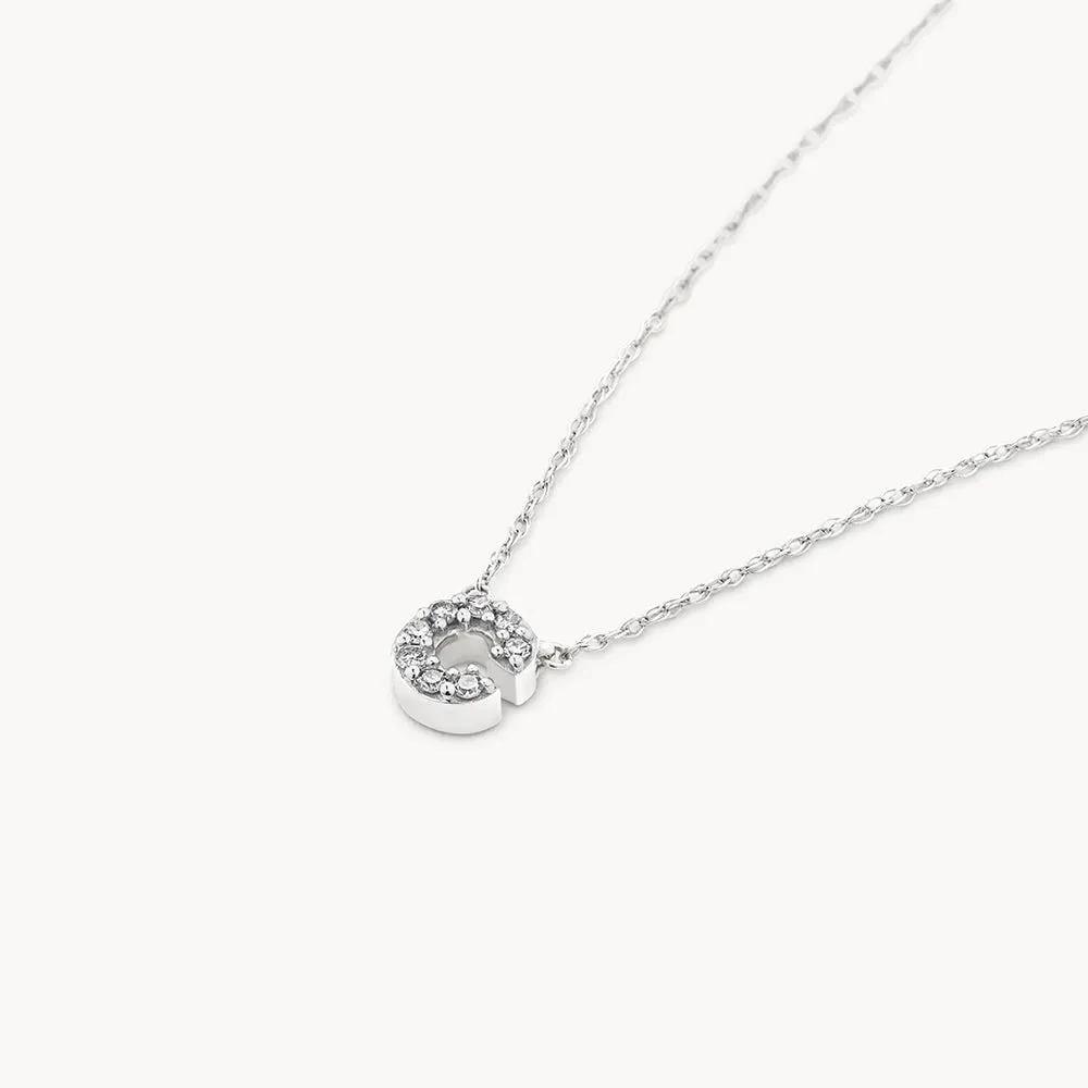 Diamond Letter C Necklace in Silver