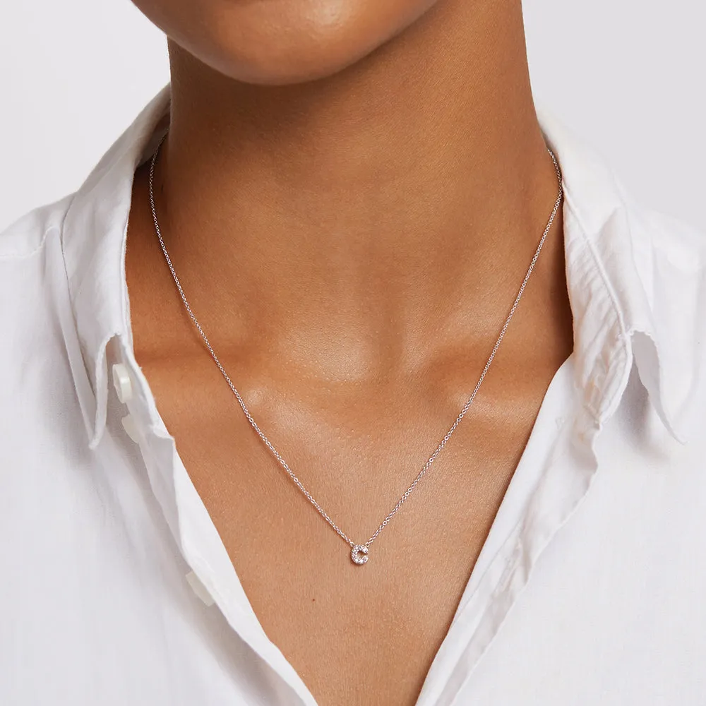 Diamond Letter C Necklace in Silver