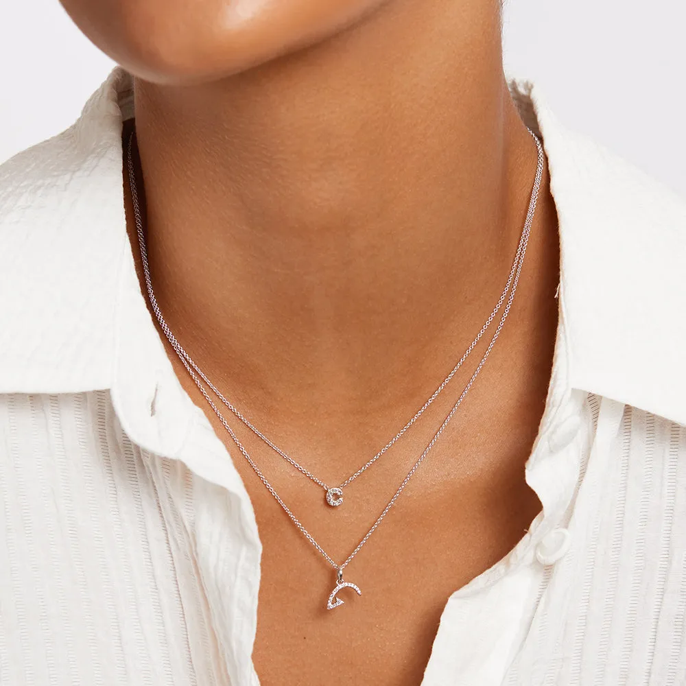 Diamond Letter C Necklace in Silver