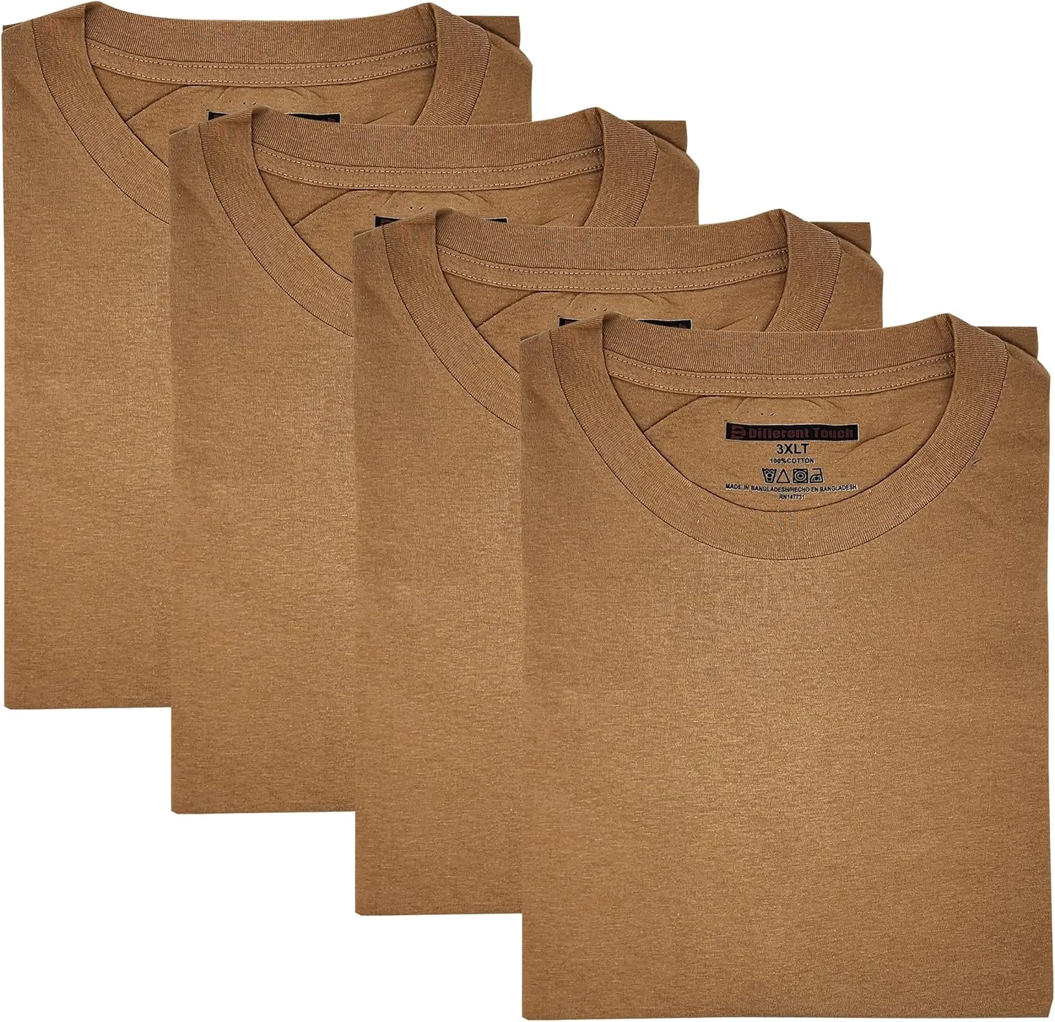 Different Touch 4 Pack Men Big & Tall 100% Cotton T-Shirts