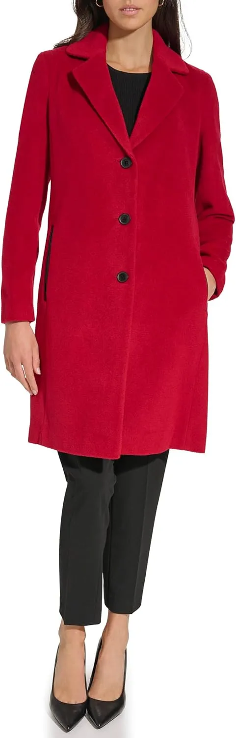 DKNY Womens Walker Wool Coat