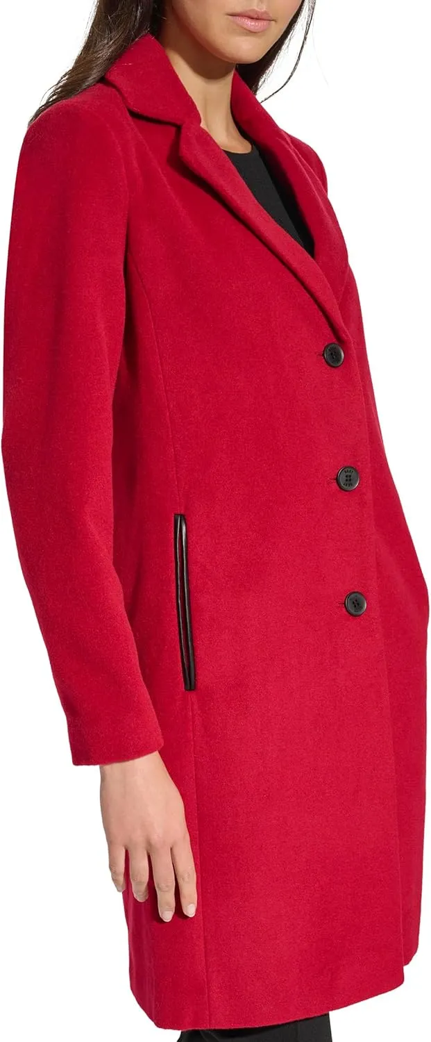 DKNY Womens Walker Wool Coat