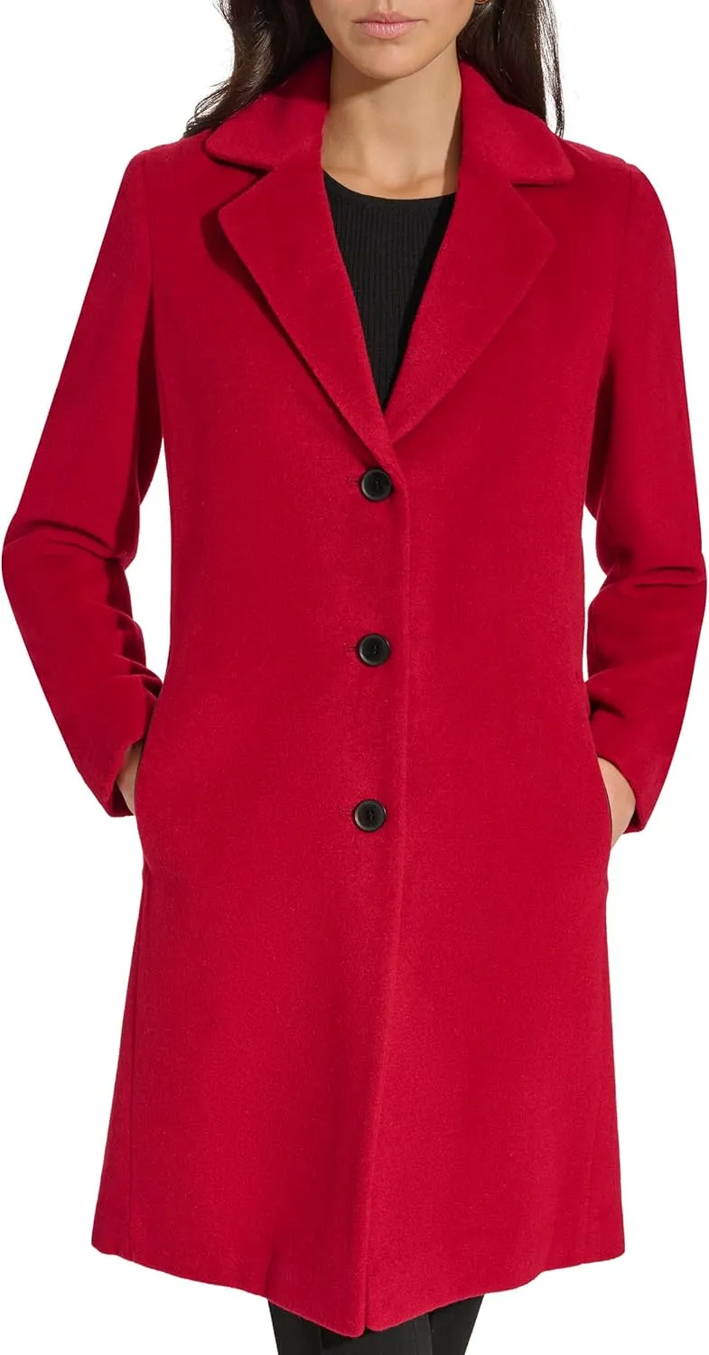 DKNY Womens Walker Wool Coat