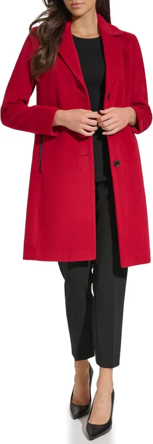 DKNY Womens Walker Wool Coat