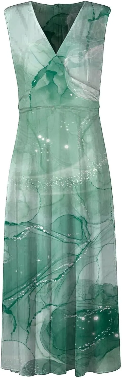 Dresses for Women 2024 Sleeveless Dresses Casual Summer Boho Dress Floral Dressy Tank Dress V Neck Beach Maxi Dress