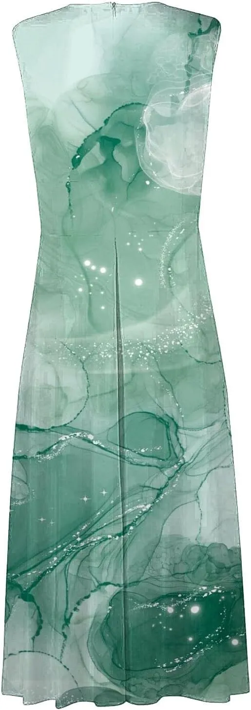 Dresses for Women 2024 Sleeveless Dresses Casual Summer Boho Dress Floral Dressy Tank Dress V Neck Beach Maxi Dress