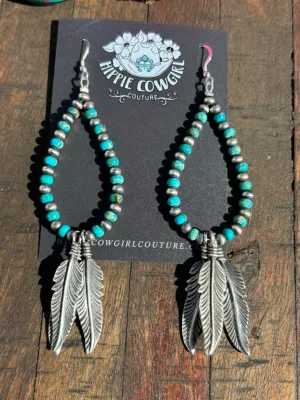 Feather Dangle Hoop Dangle Earrings
