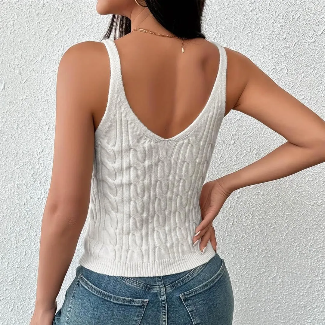 FMCHICO Womens V Neck Basic Tank Tops Workout Summer Ribbed Camisole Slim Fit Sleeveless Tops