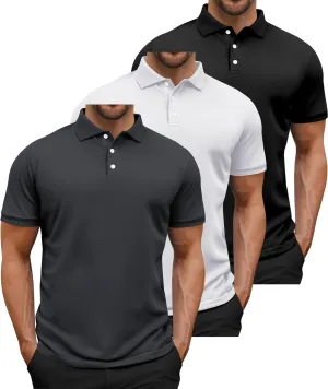 GEEK LIGHTING 3 Pack Mens Polo Shirts Short Sleeve Shirt for Men Casual Athletic T-Shirts