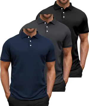 GEEK LIGHTING 3 Pack Mens Polo Shirts Short Sleeve Shirt for Men Casual Athletic T-Shirts
