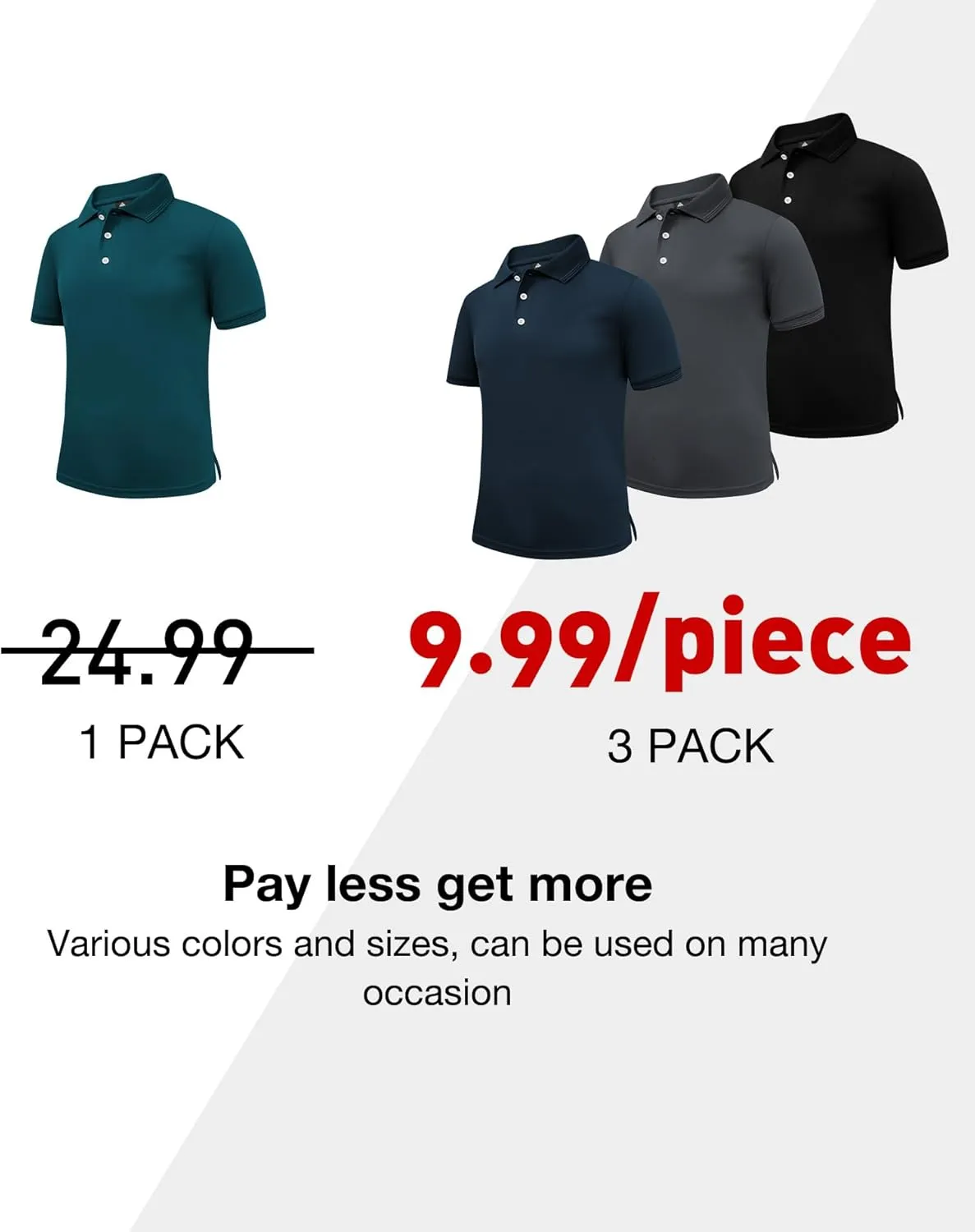 GEEK LIGHTING 3 Pack Mens Polo Shirts Short Sleeve Shirt for Men Casual Athletic T-Shirts