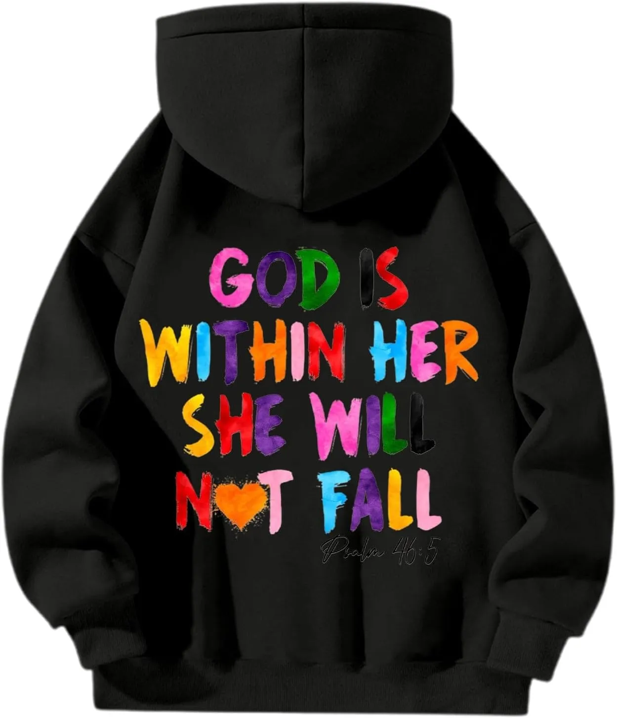God is Within Her Will Not Fall Hoodies for Women,Casual Zip Up Hooded Sweatshirt Oversized Cute Fall Sweatshirts