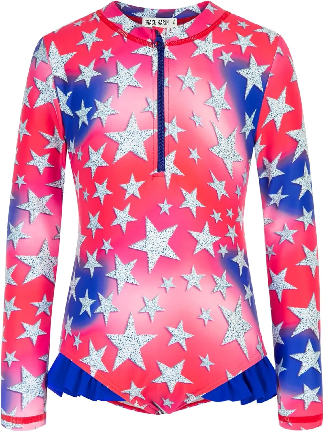 GRACE KARIN Girls One Piece Swimsuits Long Sleeve Bathing Suits Swimwear 5-14Y