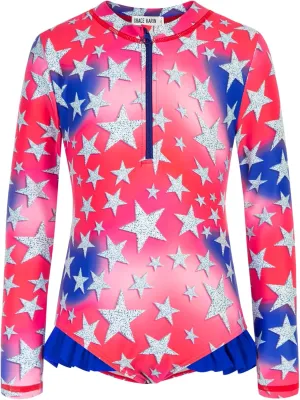 GRACE KARIN Girls One Piece Swimsuits Long Sleeve Bathing Suits Swimwear 5-14Y