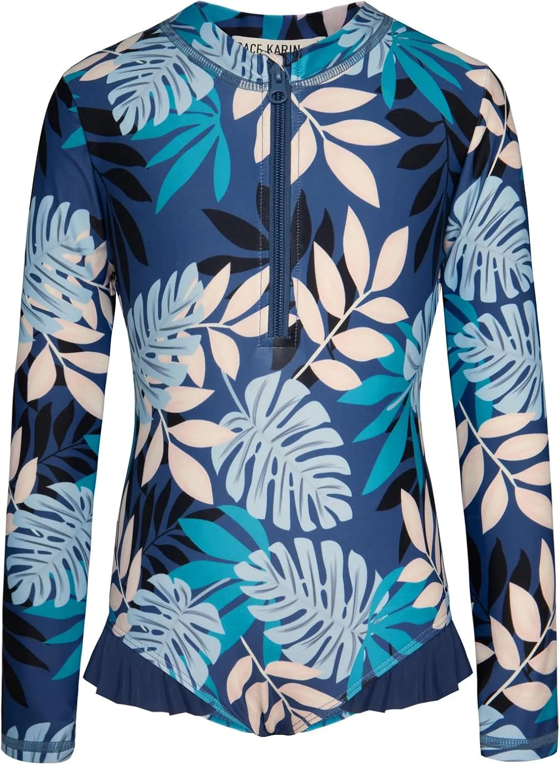 GRACE KARIN Girls One Piece Swimsuits Long Sleeve Bathing Suits Swimwear 5-14Y