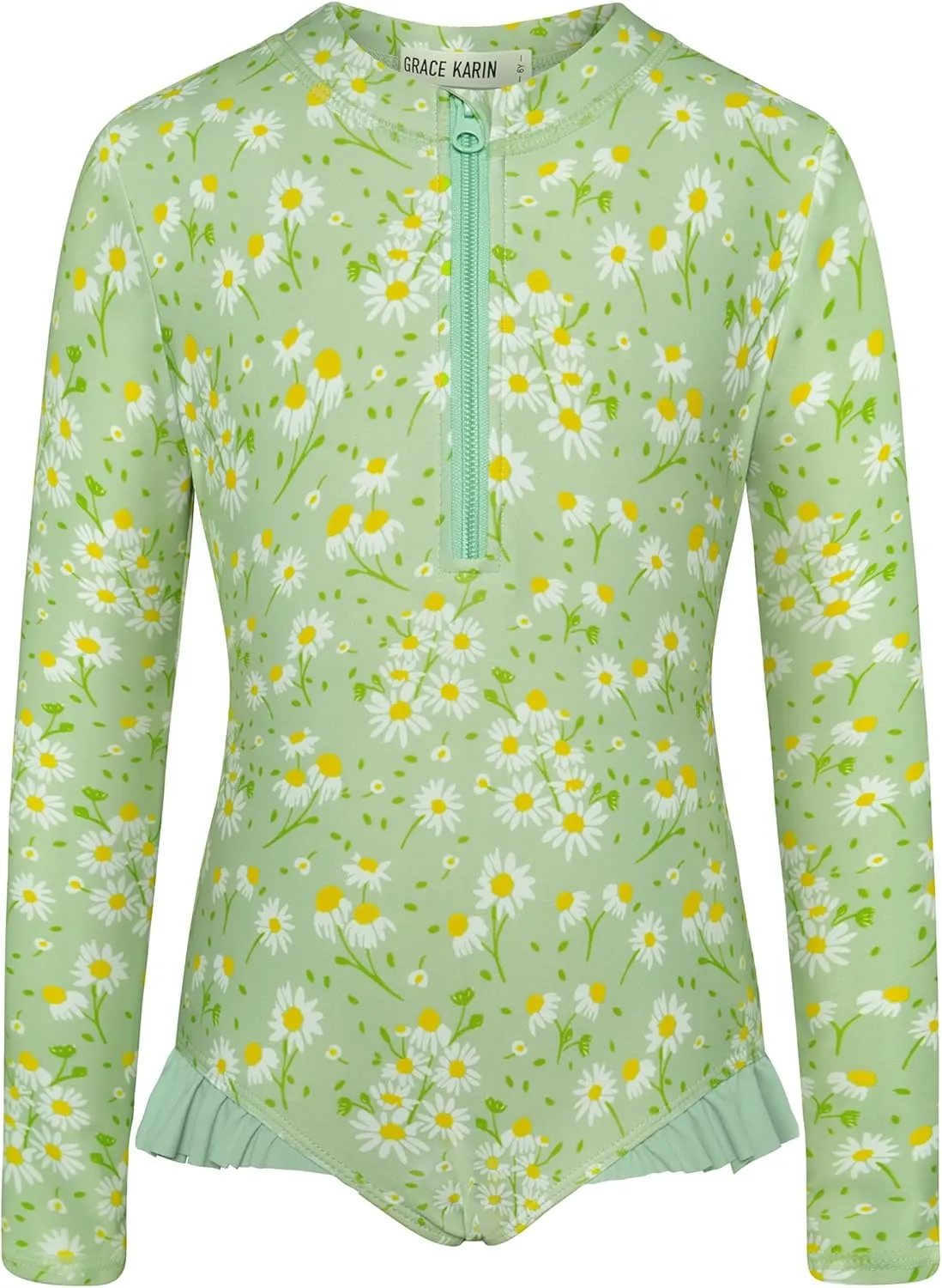 GRACE KARIN Girls One Piece Swimsuits Long Sleeve Bathing Suits Swimwear 5-14Y