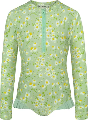 GRACE KARIN Girls One Piece Swimsuits Long Sleeve Bathing Suits Swimwear 5-14Y