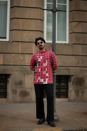 Gridlock Flow Designer Pure Linen Short Sleeve Shirt- AddysForMen