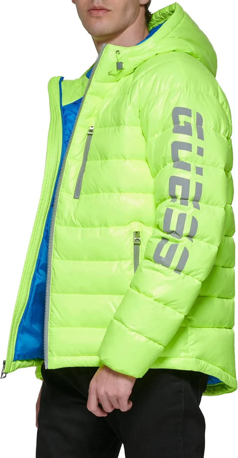GUESS Men's Long Sleeve Midweight Hooded Puffer