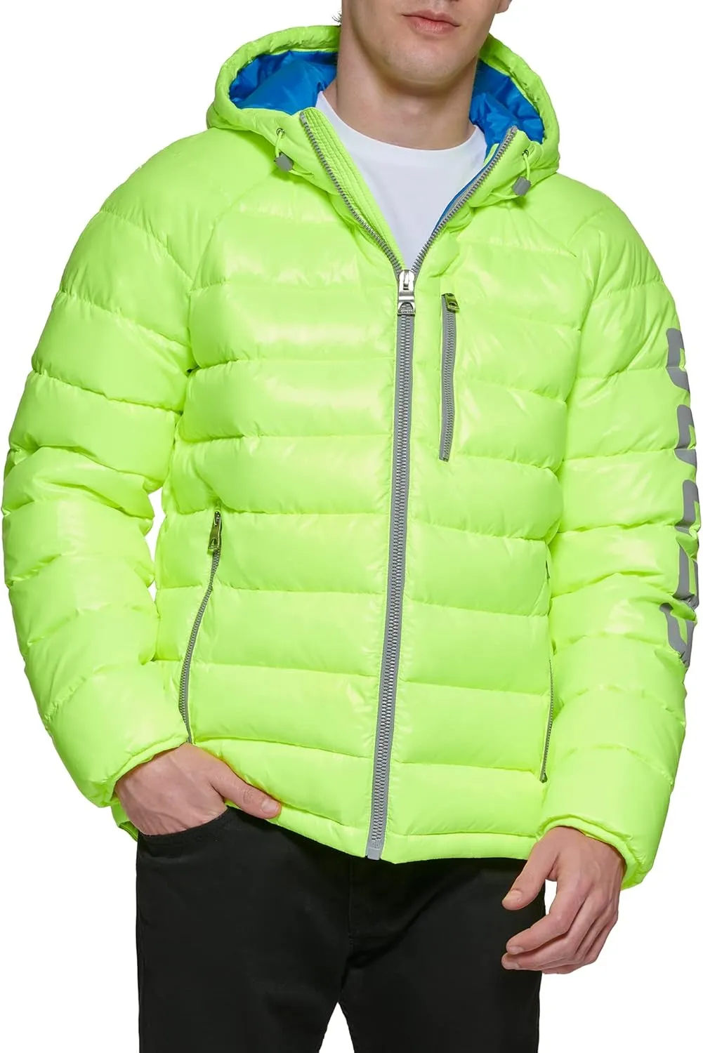 GUESS Men's Long Sleeve Midweight Hooded Puffer