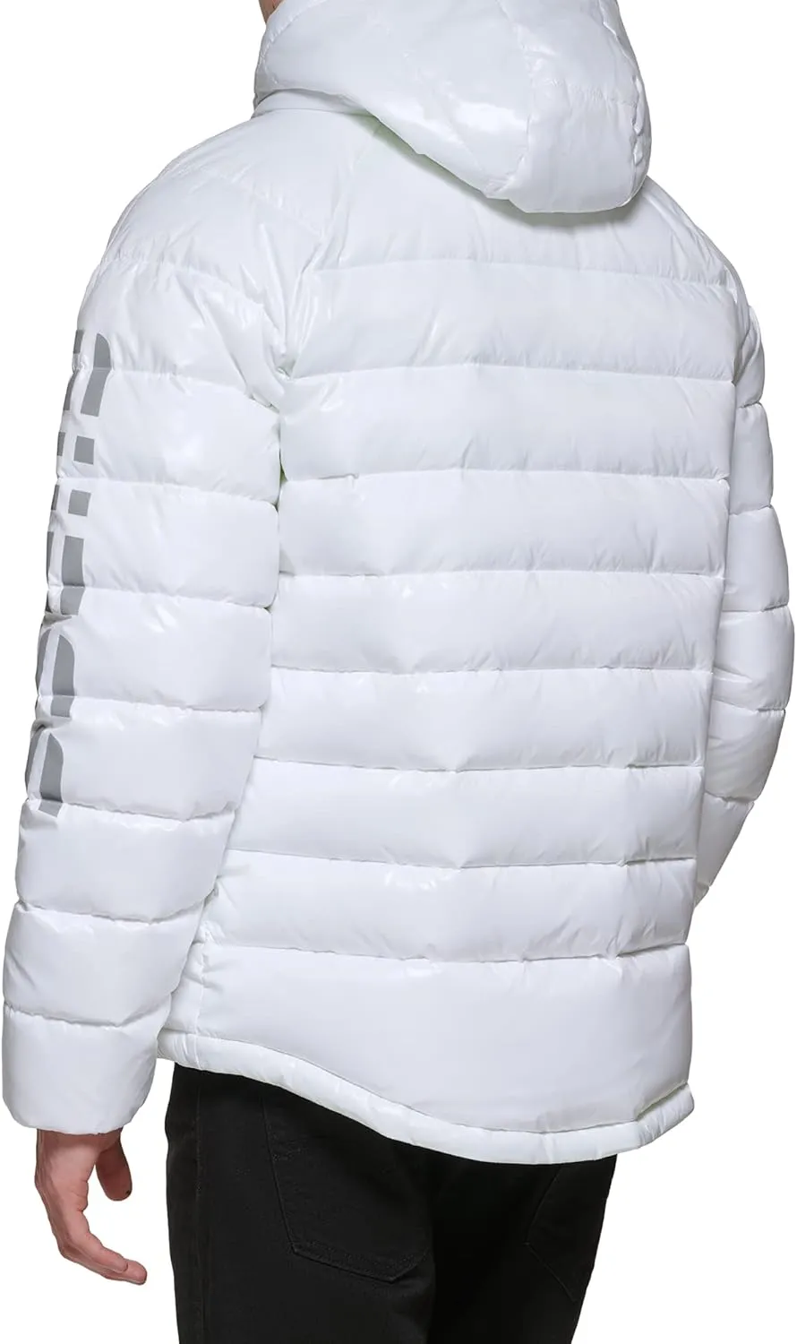 GUESS Men's Long Sleeve Midweight Hooded Puffer