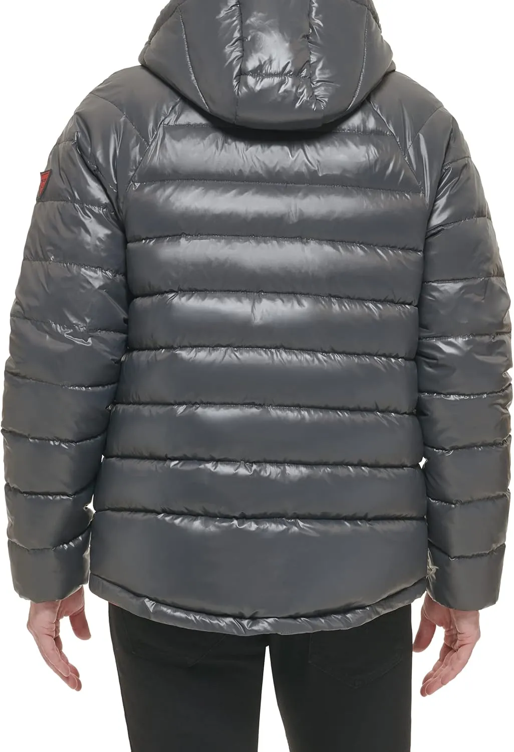 GUESS Men's Long Sleeve Midweight Hooded Puffer
