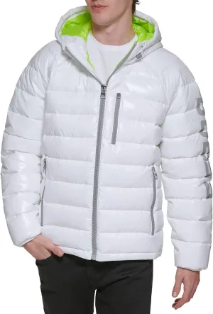 GUESS Men's Long Sleeve Midweight Hooded Puffer