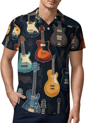 Guitars Men's Polo Shirt Short Sleeve Casual Athletic Quick Dry Golf T-Shirts